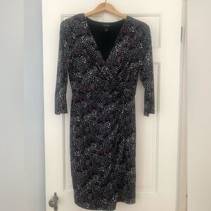 White House Black Market 3/4 Sleeve Stretch Faux Wrap Dress 12